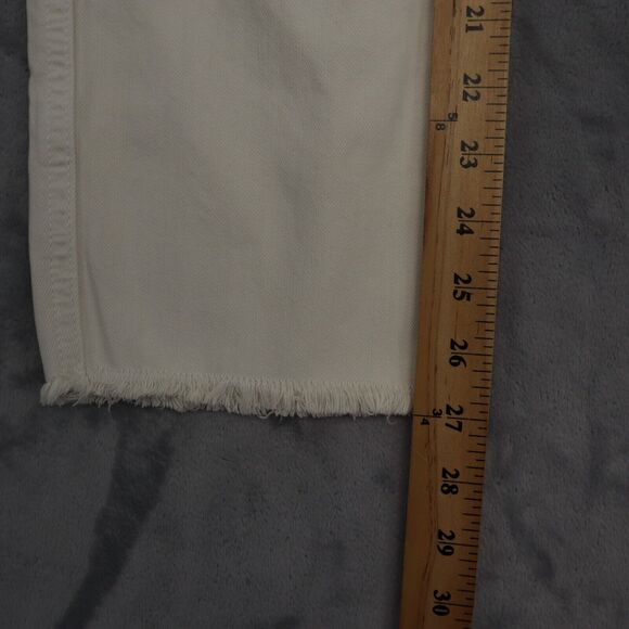 We The Free Pants Womens 28 Ivory Denim Straight Leg Mid Rise Casual Jeans - Picture 7 of 14